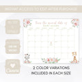 pink floral greenery baby shower due date calendars